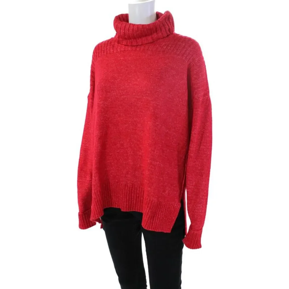 Renuar Womens Turtleneck Long Sleeve Pullover Sweater Top Berry Size L